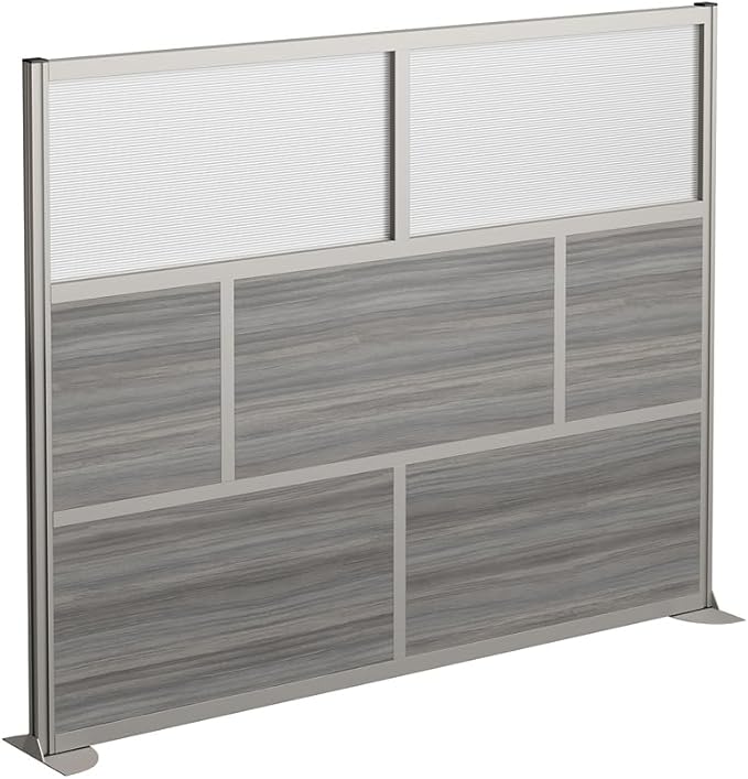 NBF Office Partition Room Divider - 76" H x 96" W Espresso & Warm Ash, Large Privacy Screen, Portable Partition Wall, Free Standing Office Divider