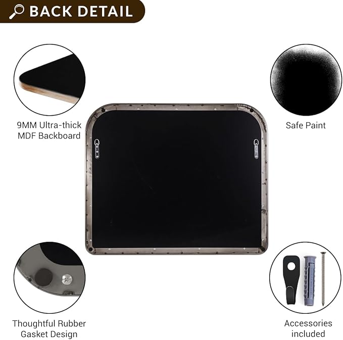 ANDY STAR Polished Chrome Arched Mirror, 36x30’’ Arch Mantel Mirror Rounded Corner for Fireplace, Bathroom, Powder Room in 1 inch Anti-Rust SUS304 Tube Metal Frame Wall Mounted