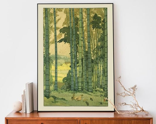 Nationcog Bamboo Grove Poster by Yoshida Hiroshi, Japanese Botanical Woodblock Art, Japandi Zen Decor, Relaxing Vintage Print for Home Spaces (Unframed) (9x11)