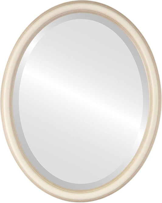 OVALCREST Oval Beveled Wall Mirror for Home Decor - Saratoga Style - Taupe - 14x18 Outside Dimensions