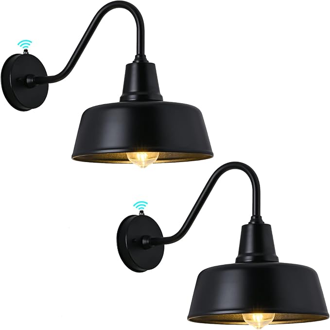 Outdoor Gooseneck Barn Light - Exterior Fixture Sconce Wall Light for Farmhouse, Dusk to Dawn Sensor Front Door Porch Garage Patio Lighting (11 inch（2 PCS）)