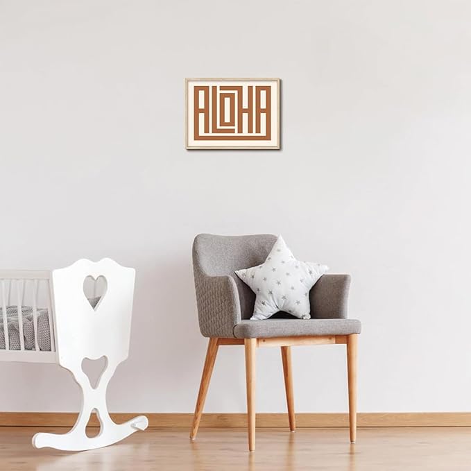 KISSFOX Western Wood Framed Wall Art Decor Aloha Modern Farmhouse Pictures Paintings Wall Decor Mid Century Southwest Canvas Art Prints Typography Artwork For Bedroom Kitchen Office Living Room