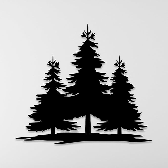 Metal Pine Tree Wall Art Decor, Pine Tree Family Nature Home Decor, Forest Decorations, Farmhouse Cabin Wall Hanging, Wall Art for Home, Living Room, Bedroom, Office, Outdoor, Nature Lovers Gift
