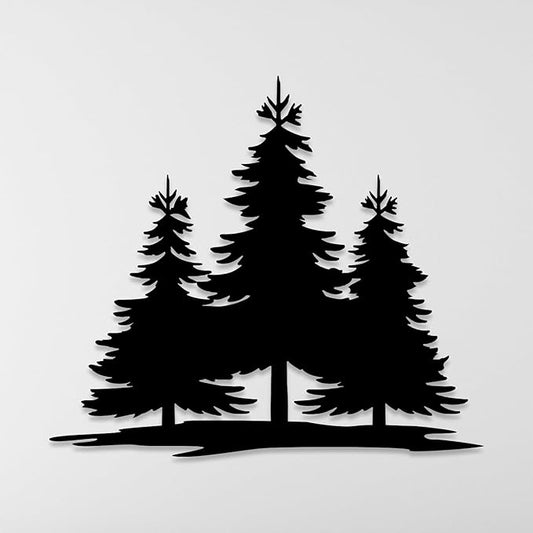 Metal Pine Tree Wall Art Decor, Pine Tree Family Nature Home Decor, Forest Decorations, Farmhouse Cabin Wall Hanging, Wall Art for Home, Living Room, Bedroom, Office, Outdoor, Nature Lovers Gift