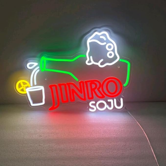 Jinro Soju Neon Light| Soju Neon Sign| Korean Wall Decor| Home Bar Neon Sign Size:H13 xW20inches