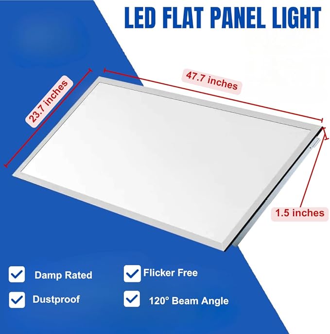 2 x 4 LED Flat Panel Lights - (Pack of 12) Dimmable Flicker-Free Ceiling Panels with 5 Color Temp Selection and 5 Wattage Selection for Drop Ceiling Light Fixtures
