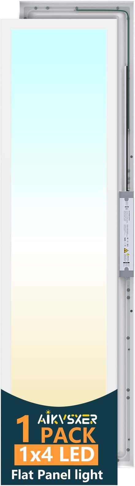 AIKVSXER 1 Pack 1x4 LED Flat Panel Light, 50W 5500LM Surface Mount Ceiling Fixture, 3CCT (3000K/4000K/5000K), Ultra-Thin 48In, 10-100% Triac Dimmable for Kitchen, Garage, Office, Basement
