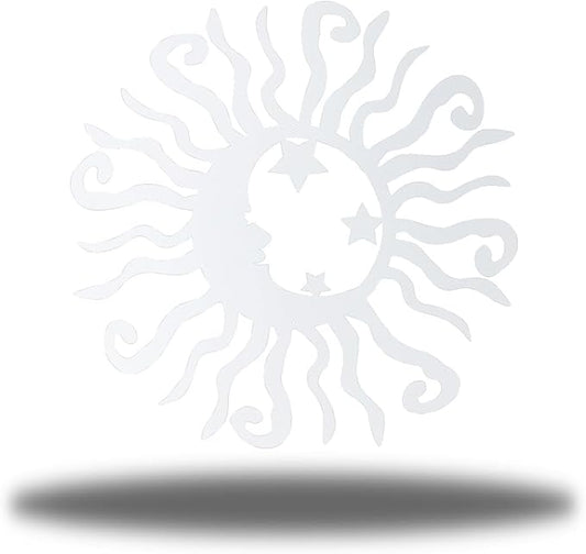 Riverside Designs Wacky Solar Moon Metal Wall Art Steel Outdoor Decor | Heavy-Duty and Waterproof | Made in USA (White, 36L x 36W)