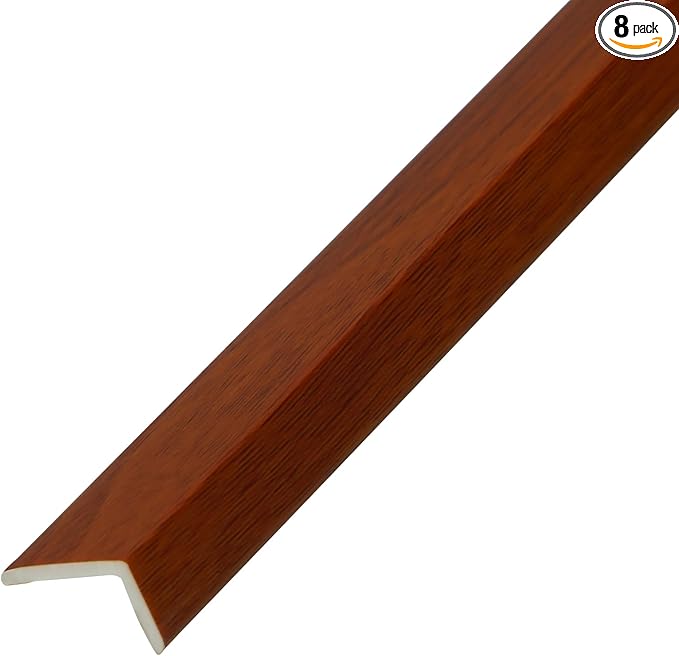 OUZUGIE 8-Pack 57 Inches, WPC Slat Wall Panel Trim,Corner Guard for Low Grille (Teak)