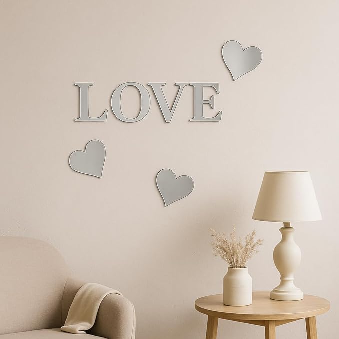 BugyBagy Acrylic Wall Mirror Collection – Silver Plexiglass Decorative Mirrors – Modern Peel-and-Stick Shatter-Resistant Wall Décor for Nursery, Bedroom & Living Room