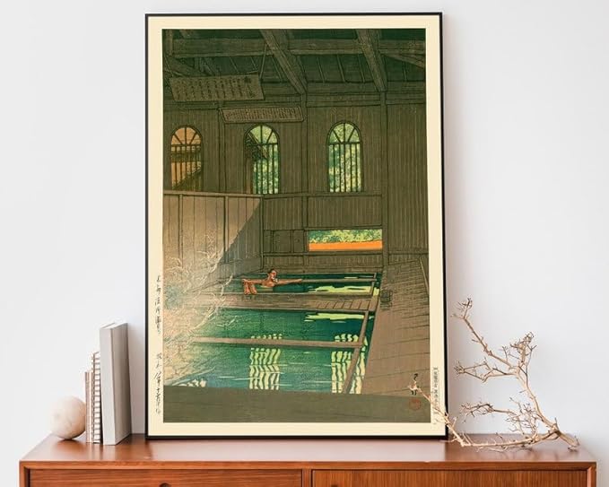 Kawase Hasui Woodblock Poster, Vintage Japanese Zen Art Print, Japandi Interior Wall Decor, Calming Ukiyo-e Inspired Boho Artwork (Unframed) (9x11)