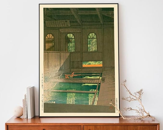 Kawase Hasui Woodblock Poster, Vintage Japanese Zen Art Print, Japandi Interior Wall Decor, Calming Ukiyo-e Inspired Boho Artwork (Unframed) (16x24)