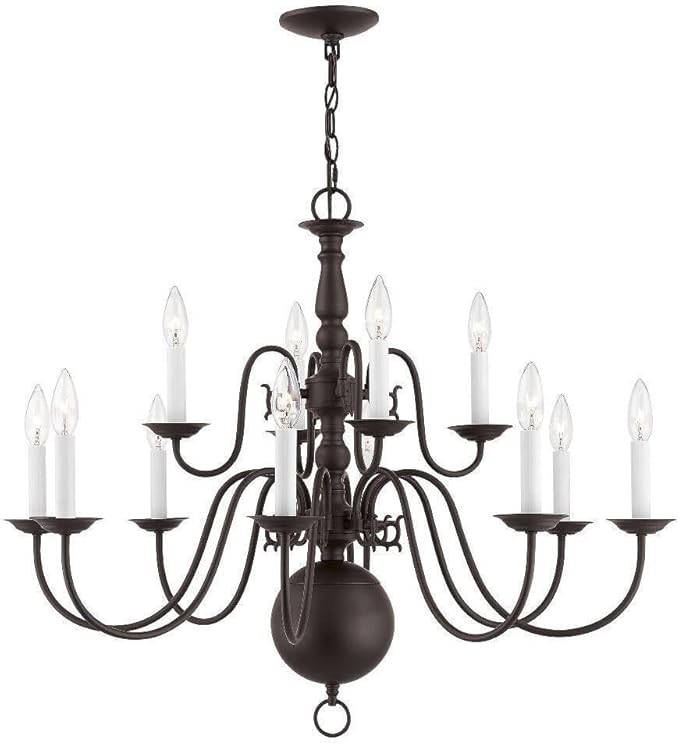 Livex Lighting 5014-07 Williamsburgh 12-Light Chandelier, 25.75" x 1" x 25.75", Bronze