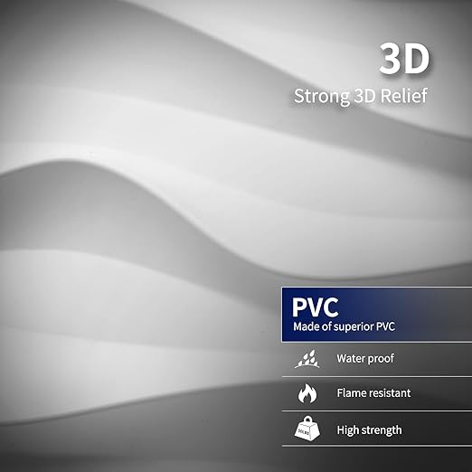 Art3dwallpanels 33 Pack 3D Wall Panel for Interior Wall Décor, PVC Textured Accent Wall, Elegant Wave 3D Wallpaper Modern Wall Tiles, White