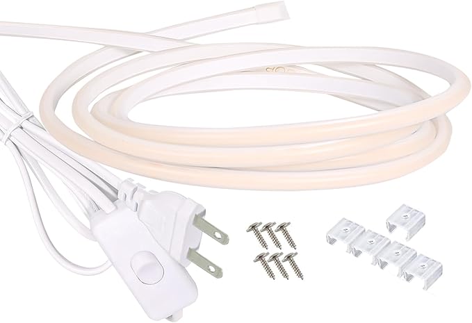 COB Led Strip Lights Waterproof IP67 6.56feet Cuttable LED Rope Lights AC 110V 120V Light Stip 320LEDs 3000K Warm White Super Bright with US Plug for Bedroom Ceiling Kitchen Under Cabinet Closet