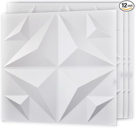 Art3d Decorative 3D Wall Panel, 32 Sq.FT PVC Interior Wall Decor for Living Room, Bedroom, Lobby, Office, Shopping Mall, White