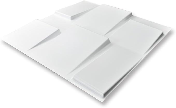 Art3d 19.7" x 19.7" (Pack Of 12) Wall Panel Rectangle, White