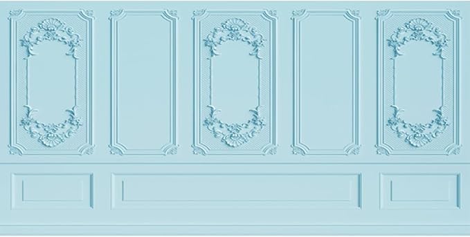 Leyiyi 20x10ft Light Blue Vintage Room Inside Backdrop European Frame Modern House French Castle Cementery Wall Retro Style Photo Background Cowboy Kids Birthday Portrait Studio Props Vinyl Wallpaper