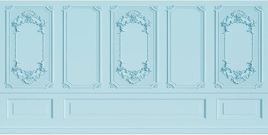 Leyiyi 20x10ft Light Blue Vintage Room Inside Backdrop European Frame Modern House French Castle Cementery Wall Retro Style Photo Background Cowboy Kids Birthday Portrait Studio Props Vinyl Wallpaper