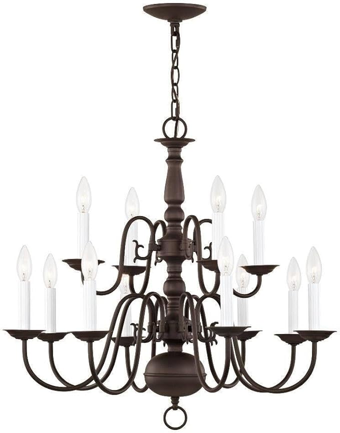 Livex Lighting 5012-07 Williamsburgh 12-Light Chandelier, Bronze