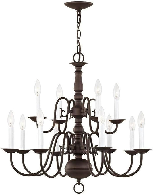 Livex Lighting 5012-07 Williamsburgh 12-Light Chandelier, Bronze