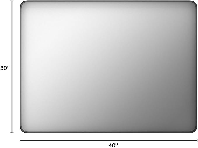 Black Bathroom Mirror 40X30 Inch, Black Metal Framed Mirror for Wall, Rounded Rectangle Matte Bathroom Vanity Mirror with Tempered Glass, Anti-Rust, Horizontal/Vertical