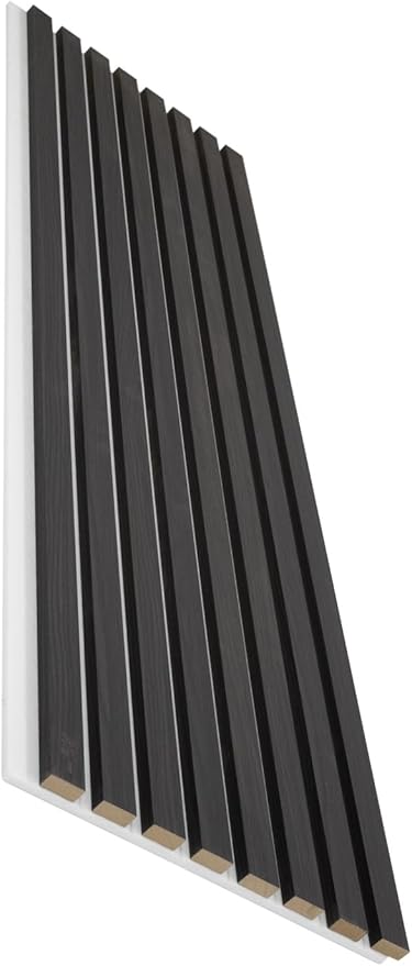 94" x 12.6" 3D Acoustic Slat Wood Wall Panels | Modern Sound-Dampening & Eco-Friendly Design (2-Piece Set) (Midnight Oak)