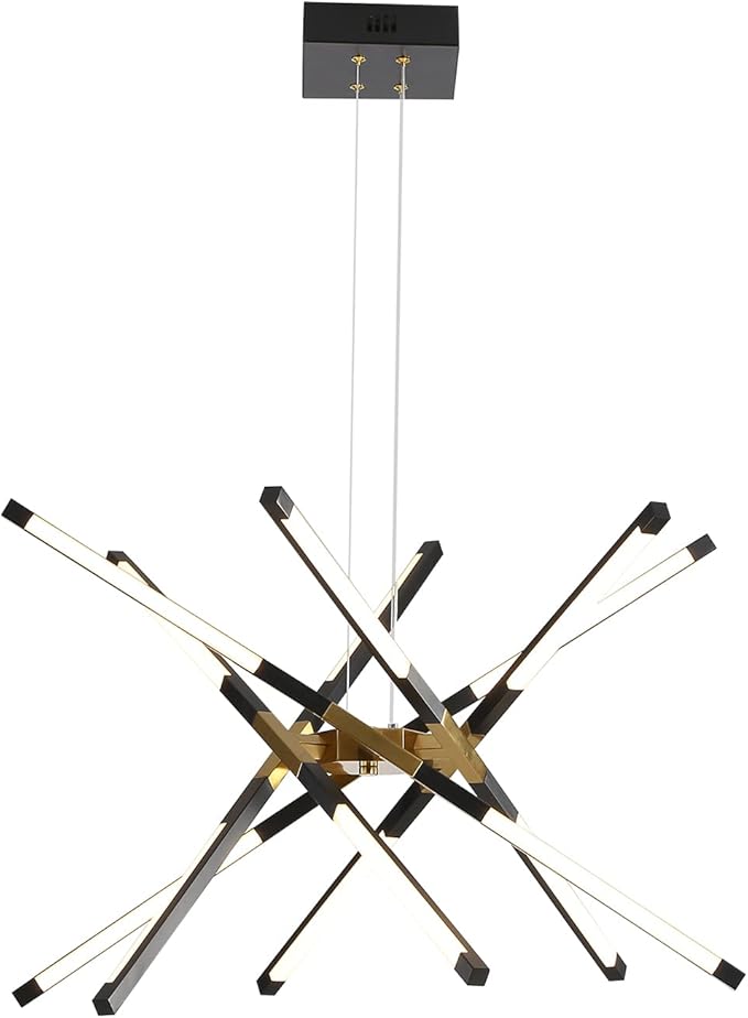 Chandeliers Modern LED Ceiling Light Dimmable Black Chandelier Embedded Installation Fixture,Sputnik Pendant Light Pluggable New Art Lamp for Kitchen,Living Room Easy to Install(12 Heads)