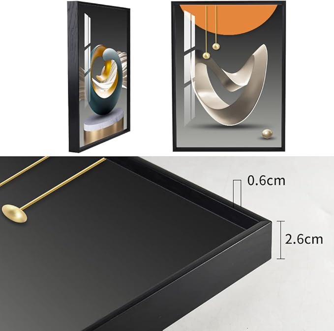 MPLONG Wall Art, Bright Style Framed Wall Art, Abstract Modern Art Shape Pattern White Blue Yellow Grey Wall Art Artfully Matching Living Room Bedroom Office Wall Decor - 16"x 24"x 3 Panels