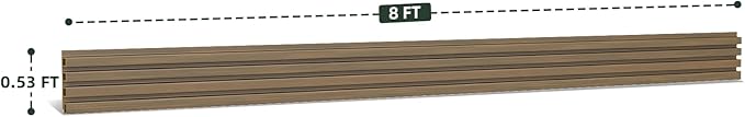 mondaria Wood Slat Wall Panel for Wall Décor, 3D Wood Plastic Composite Decorative Paneling for Outdoor Accent Wall Decor - 96 x 6.3 Inch (10 PCS, Brown)