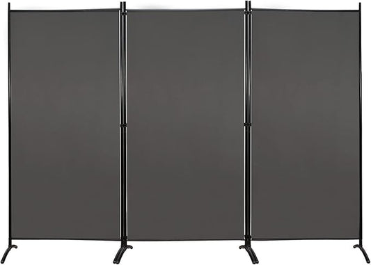 MAYOLIAH Partition Room Dividers 3 Panel Folding Privacy Screens 6 Ft Tall Portable Office Walls Dividers for Room Separator 102"x20"x71", Grey