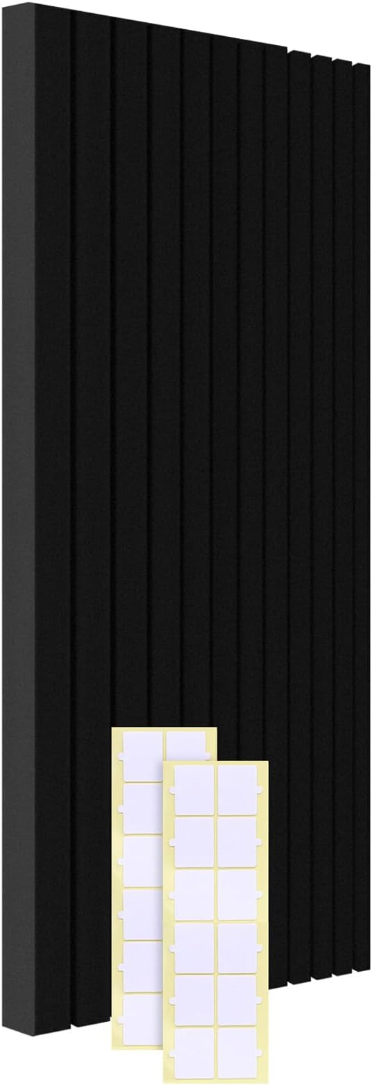 1-Pack Acoustic Foam Panels, 48" x 24" x 2" High-Density Soundproof Foam Wall Panels for Wall, Ceiling, Noise Dampening Panels for Office, Studio and Home (Black 1 Pack, 48X24X2 Inch)