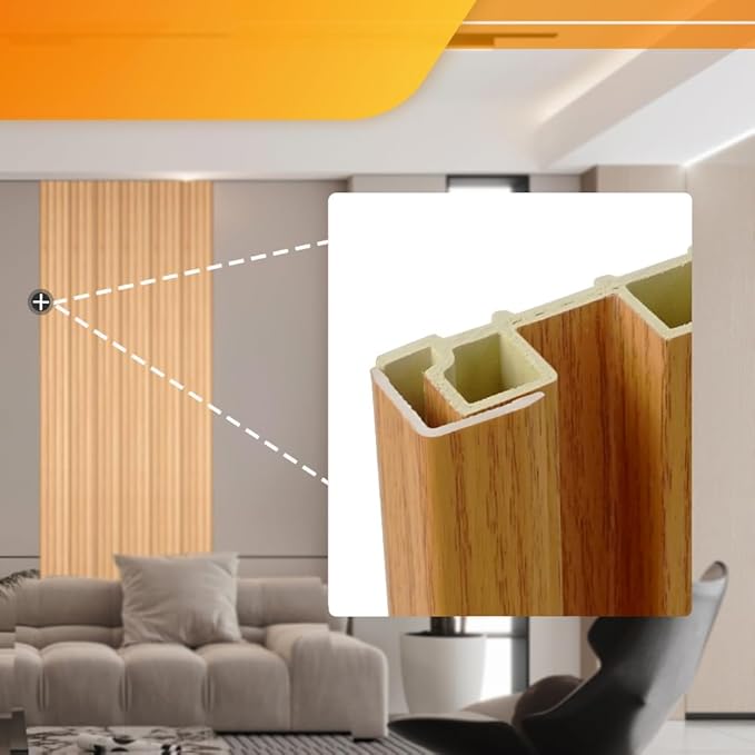 OUZUGIE 8-Pack 57 Inches, WPC Slat Wall Panel Trim,Corner Guard for High Grille (Oak)