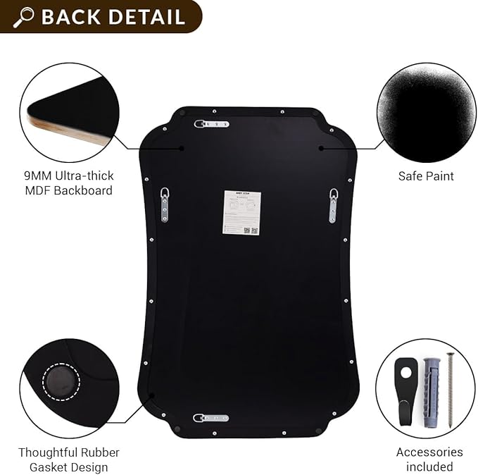 ANDY STAR 30"x40" Chrome Bathroom Mirror, Decorative Scalloped Shape Wall Mirror with Stainless Steel Frame, Modern Wave-Edge Design for Vanity, Hallway, Lounge Decor