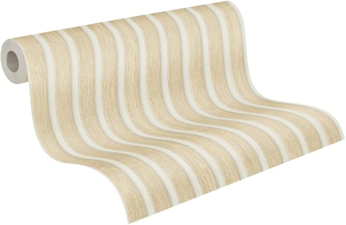 A.S. Création Wallpaper Wood Panels - Beige, White - Striped Wood Wallpaper 395.99in x 20.87in Made in Germany - 391097