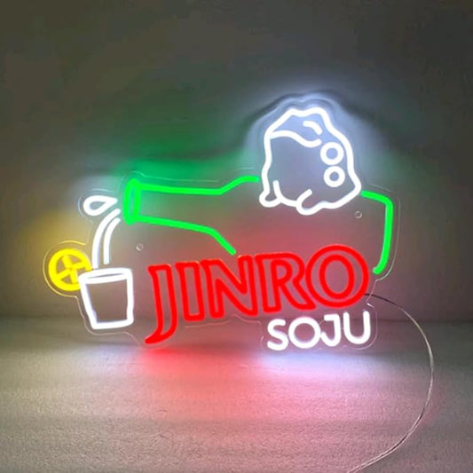 Jinro Soju Neon Light| Soju Neon Sign| Korean Wall Decor| Home Bar Neon Sign Size:H13 xW20inches