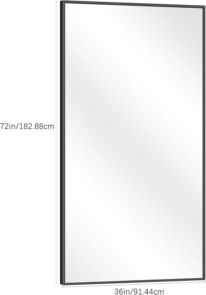 Black Bathroom Mirror for Wall, 72x36 Inch Rectangle Mirrors with Metal Frame, Modern Vanity Wall Mirror Decor for Entryway Hangs, Bathroom Living Room Horizontal or Vertical