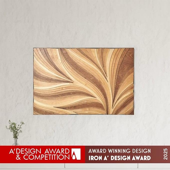 NEODECO Parametric Wood Verso Frameless, Award Winner-A'Design 2025, Wood Wall Art, 3D wood wall sculpture, Abstract wall decor, Acoustic wall panel (Small)