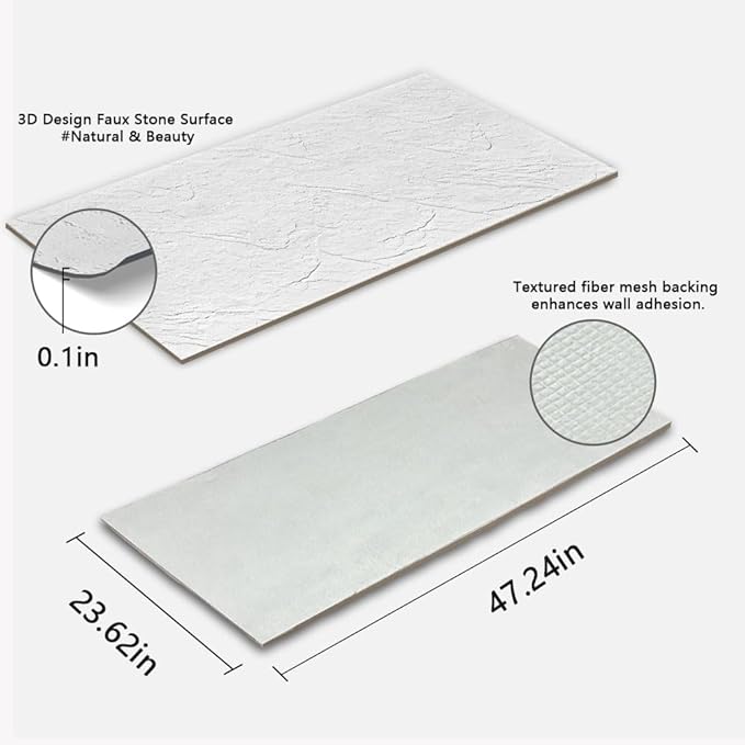 3D Wall Panels Faux Stone Wall Panel for Exterior/Interior Wall, MCM Walls Natural 4PCS 47.2"x23.6" / 30.94 sq ft (Rock Stone Gray)