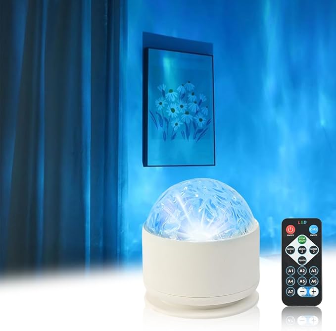 2 Scene Aurora and 3D Water Ripple Projector Light, 2025 Ocean Wave Light with Remote, 16 Color LED Aurora Lights Projector Bedroom, USB Rechargeable Night Lights for Christmas (16 Color Rechargeable)