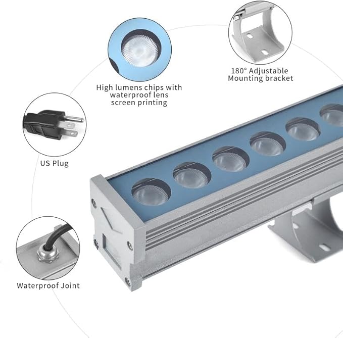 RGB Wall Washer Lights Color Change Outdoor Sign Lighting Waterproof Plug in 38.9 Inches RGBW Outside Wall Wash Linear Light bar for Commercial Advertising Boards Lighting