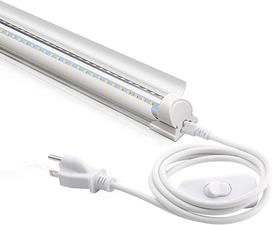 Barrina LED Shop Light 4FT, 40W 5500LM 6500K, No RF Interference Garage Lights with Reflectors, V Shape Linkable LED Shop Lights, Clear Cover LED Ceiling Light, T8 Integrated Light Fixture