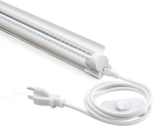 Barrina LED Shop Light, 4FT 40W 5500LM 5000K Daylight White with Reflectors, V Shape, Clear Cover, Linkable with Plug, T8 LED Tube Lights