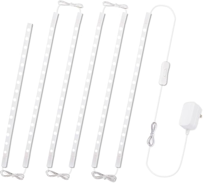 Cefrank Cabinet Lighting 6-Pack 12 inch Seamlessly Linkable Strip Light Bars for Cabinet, Kitchen, Shelf, Workbench, Cupboard Lighting, 1200 Lumen Cold White 6000K