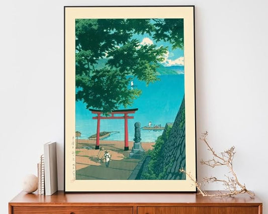 Nikko Chuzenji Lake Japanese Poster, Scenic Woodblock Art by Kawase Hasui, Japandi Nature Wall Decor, Tranquil Vintage Boho Artwork (Unframed) (11x14)