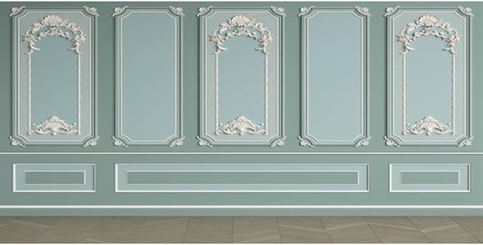 Leyiyi 20x10ft Green Vintage Room Inside Backdrop European Frame Modern House French Castle Cementery Wall Retro Style Photo Background Cowboy Kids Birthday Portrait Studio Prop Vinyl Wallpaper