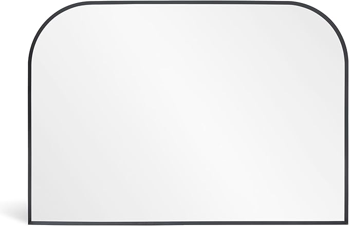 Black Wall Mirror 30" x 20", Modern Mantel Minimalist Home Decor, Brushed Black Metal Framed Arched Mirror for Living Room, Bedroom, Fireplace, Mantle, Entryway, Bathroom