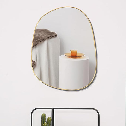 Asymmetrical Mirror for Wall Decor 21"*27", Modern Gold Framed Wall Mirror for Living Room Bathroom Bedroom Entryway ELE-STOU-0065Gold