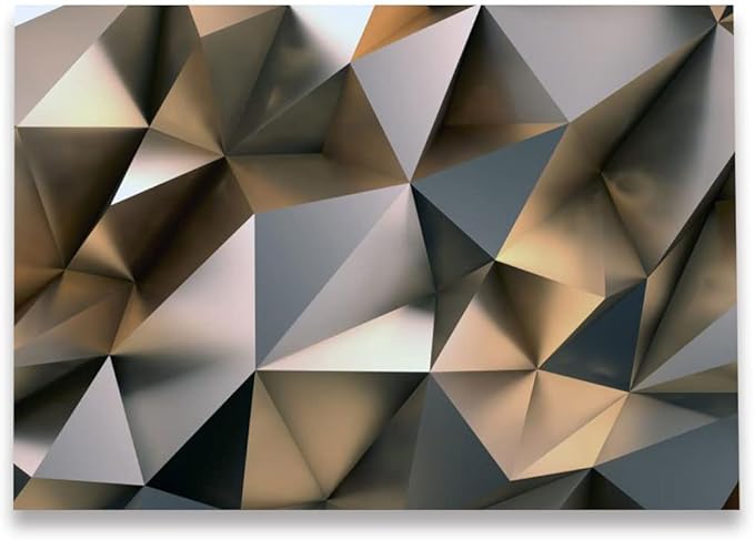 Cliouar-Metal Polygon Geometry Wall Mural Wallpaper for Bedroom Living Room 103" x 69" (Not Self Adhesive)