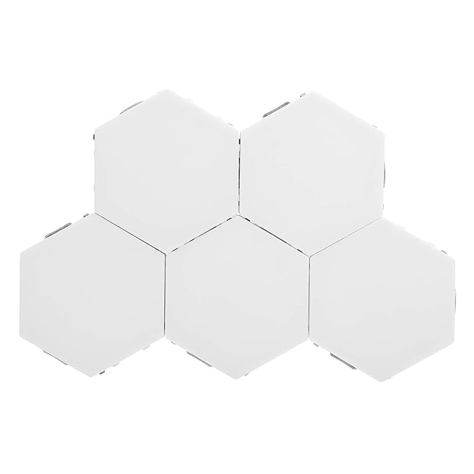 5 Pack Hexagon Lights, White Touch Night Hexagon Led Lights for Wall, Led Panel Light for Barber Shop Hotel Party Gaming Room Decor (US)